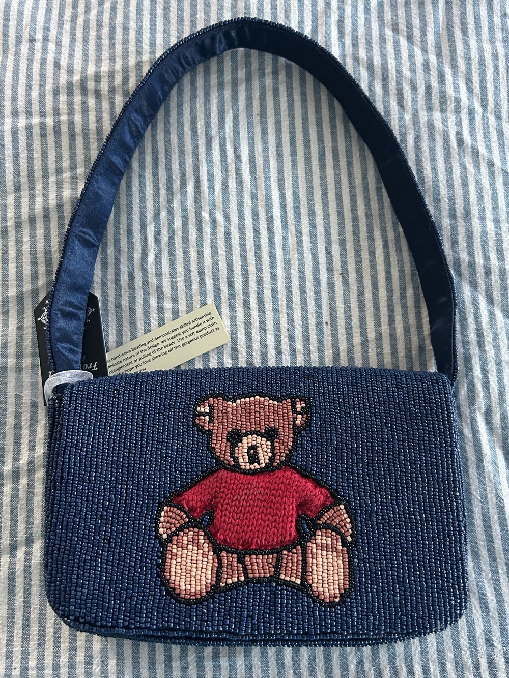 NWT Beaded Teddy Bear Bag